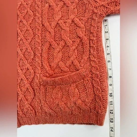 SKYR Hand Knit Shetland Wool Cable Knit Full Zip Sweater Womens Large - Picture 6 of 10